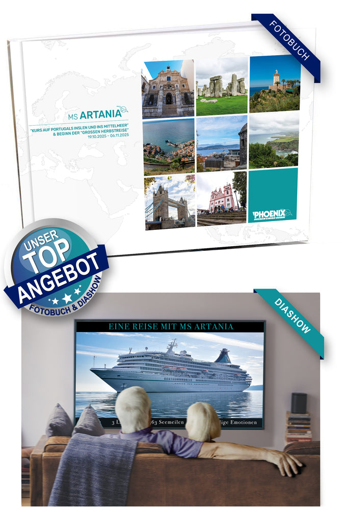 ART382_ ,,Kurs auf Portugals Inslen und ins Mittelmeer“ & Beginn der großen,, Herbstreise mit MS Artania 19.10.2025 - 06.11.2025